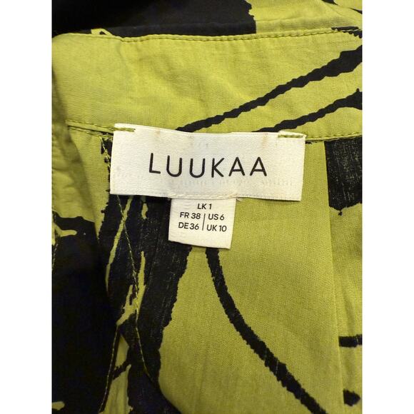 Luukaa ELOWEN Pistachio Green Printed poplin shirt Lagenlook Longline - Picture 2 of 8